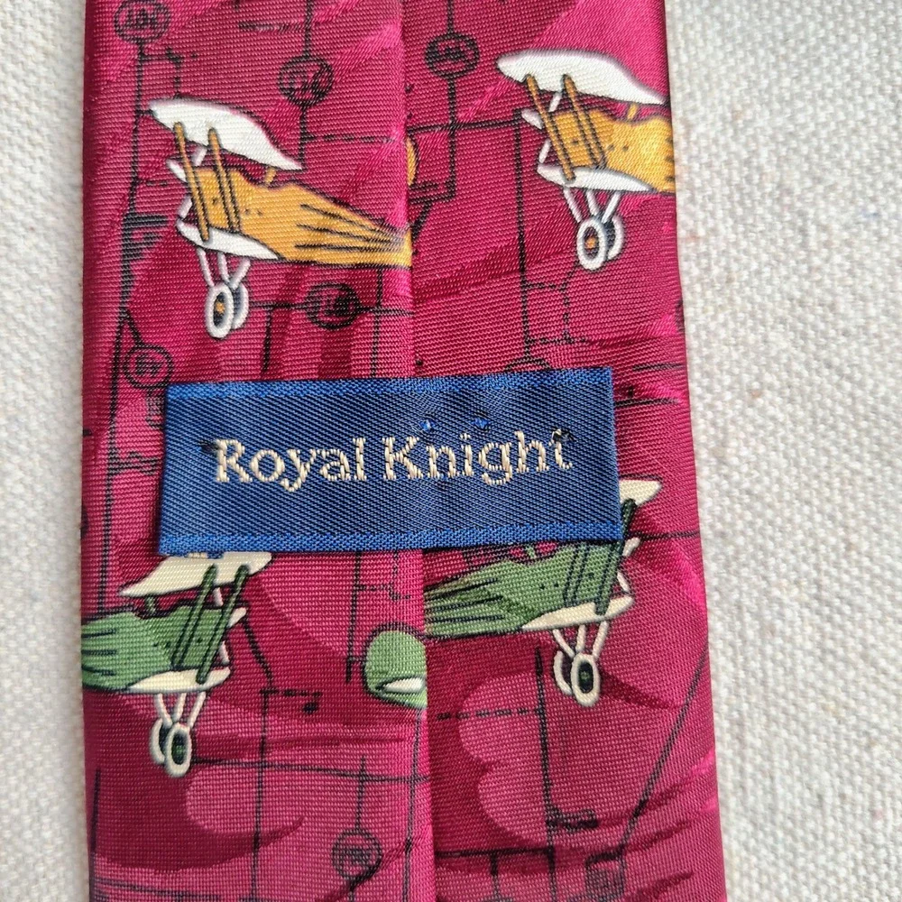 Royal Knight Mens OS Biplane Aviation Tie Burgundy Polyester Aviatorcore Retro